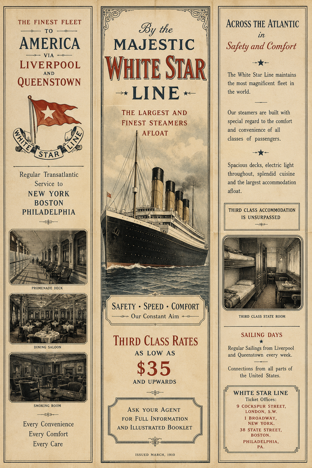 White Star Line pamphlet — the promise of a glamorous crossing